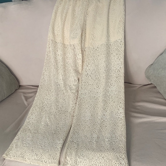 No Boundaries Cream Crochet Lace Wide-Leg Pants - Picture 4 of 7